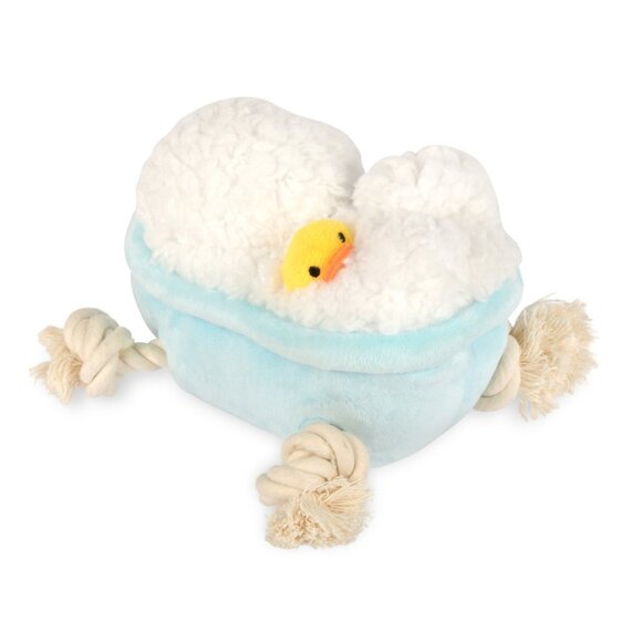 P.L.A.Y. Rub-a-Dub Tub Plush Dog Toy - Blue & White - 6.7" x 3.9" x 4" - Picture 3 of 3